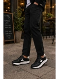 Mamba Erkek Günlük Spor Ayakkabı Bağcıklı Rahat Tabanlı Casual Sneaker Siyah-Beyaz