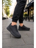 Quantum Erkek Günlük Spor Ayakkabı Rahat Tabanlı Bağcıklı Hafif Casual Sneaker - Siyah