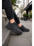 Quantum Erkek Günlük Spor Ayakkabı Rahat Tabanlı Bağcıklı Hafif Casual Sneaker - Siyah
