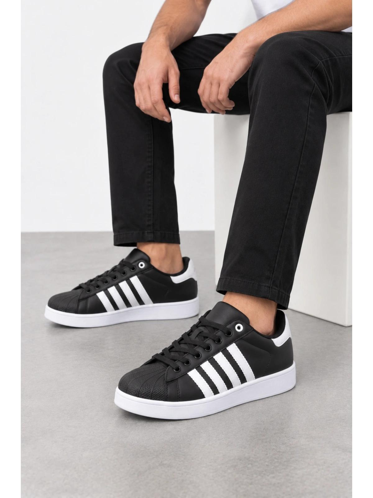 Captiva Erkek Bağcıklı Günlük Sneaker Spor Ayakkabı Siyah-Beyaz