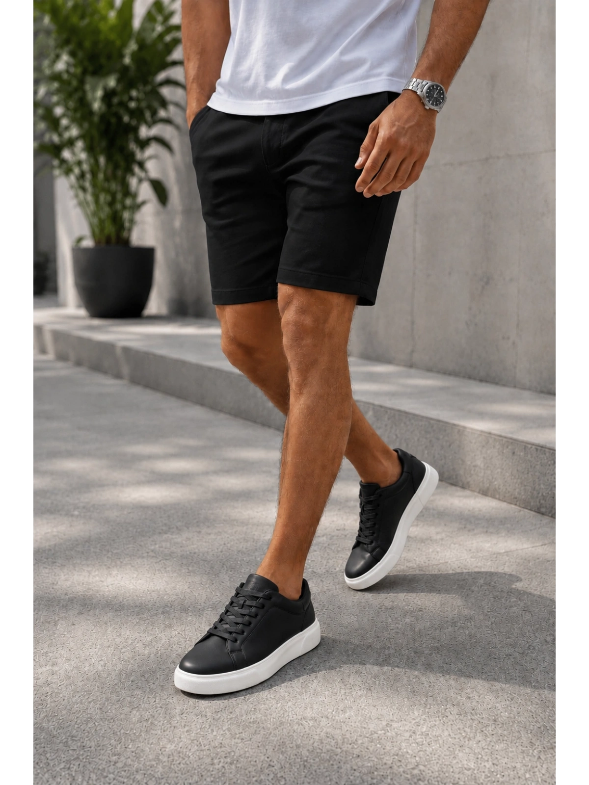 Laviathan Erkek Günlük Bağcıklı Spor Ayakkabı Sneaker Rahat ve Şık Tasarım Siyah-Beyaz