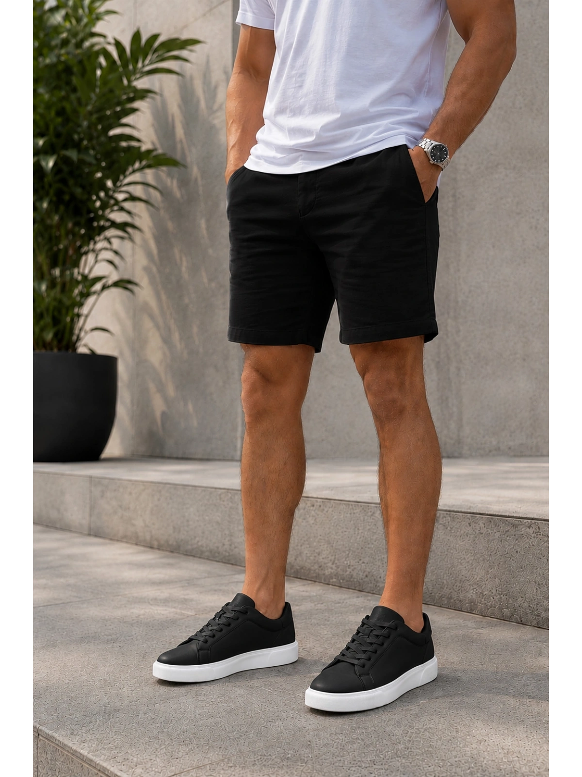 Laviathan Erkek Günlük Bağcıklı Spor Ayakkabı Sneaker Rahat ve Şık Tasarım Siyah-Beyaz