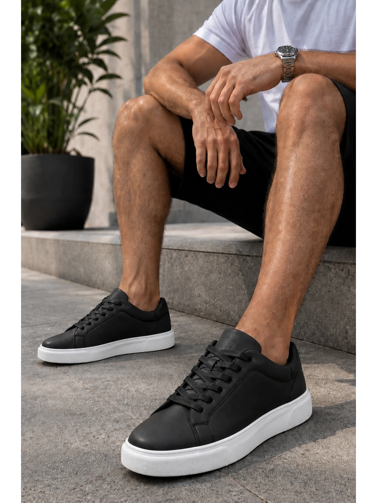 Laviathan Erkek Günlük Bağcıklı Spor Ayakkabı Sneaker Rahat ve Şık Tasarım Siyah-Beyaz