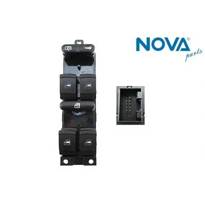 1J4959857C Cam Açma Anahtarı 4lü Yeşil Işık - Fabıa-Octavıa-Superb