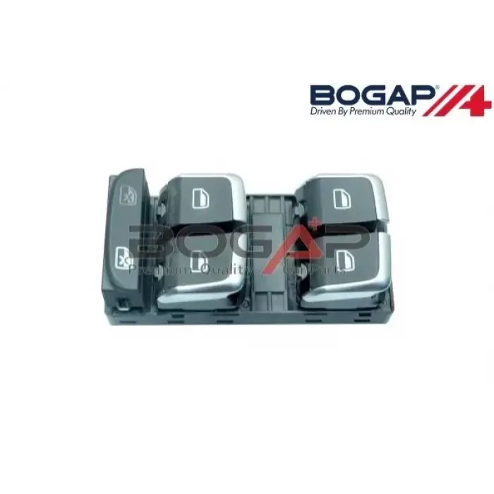 8U0959851 Cam Açma Anahtarı 4lü Krom - Audı A1 2015-2018 - Q3 2012-2018 - Rsq3 2014-2018