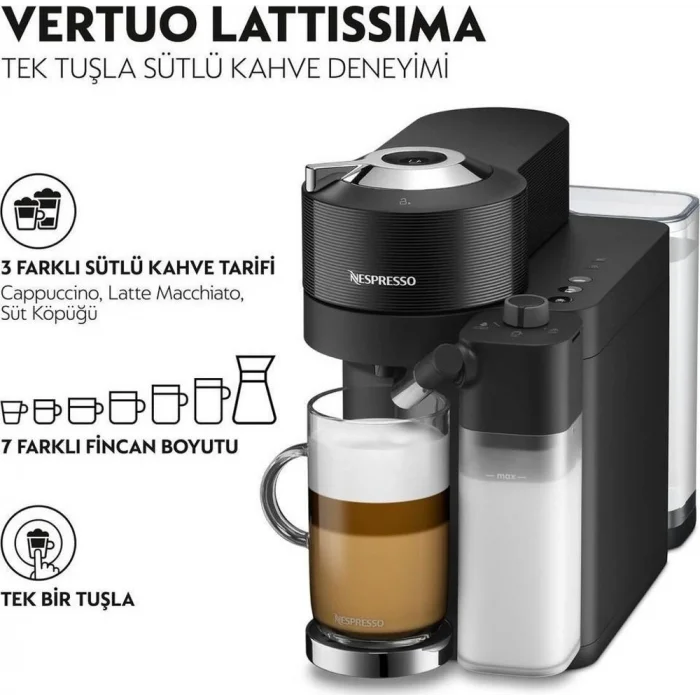 NESPRESSO VERTUO LATTİSSİMA MATTE BLACK KAPSUL KAH