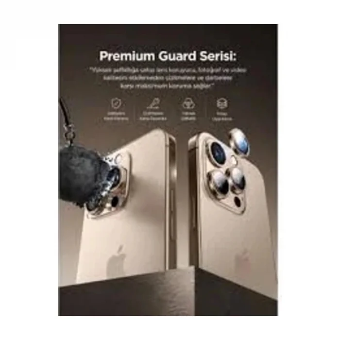 Crocus Aluminum Fit iPhone 16 Pro / 16 Pro Max Kamera Lens Koruyucu Titanyum Gri