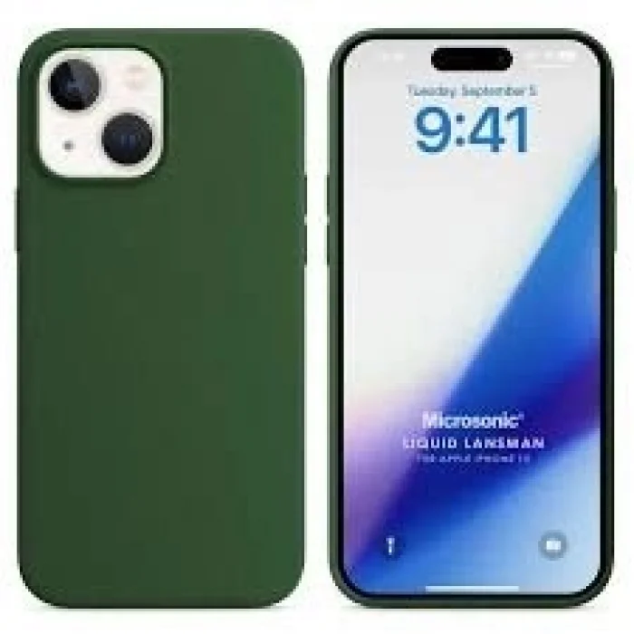 Gaappy Soft Serisi Apple iPhone 15 Lansman Silikon Kılıf Koyu Yeşil