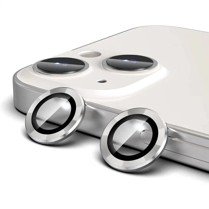 Crocus Aluminum Fit Apple iPhone 13 / 13 Mini Kamera Lens Koruyucu Gümüş