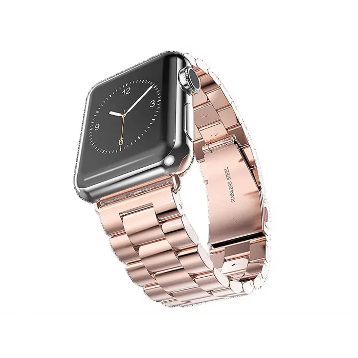 Bipower Apple Watch Uyumlu 42-44MM KRD16 Metal Kordon Pembe