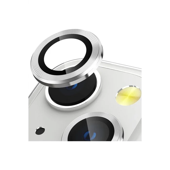 Crocus Aluminum Fit Apple iPhone 13 / 13 Mini Kamera Lens Koruyucu Gümüş
