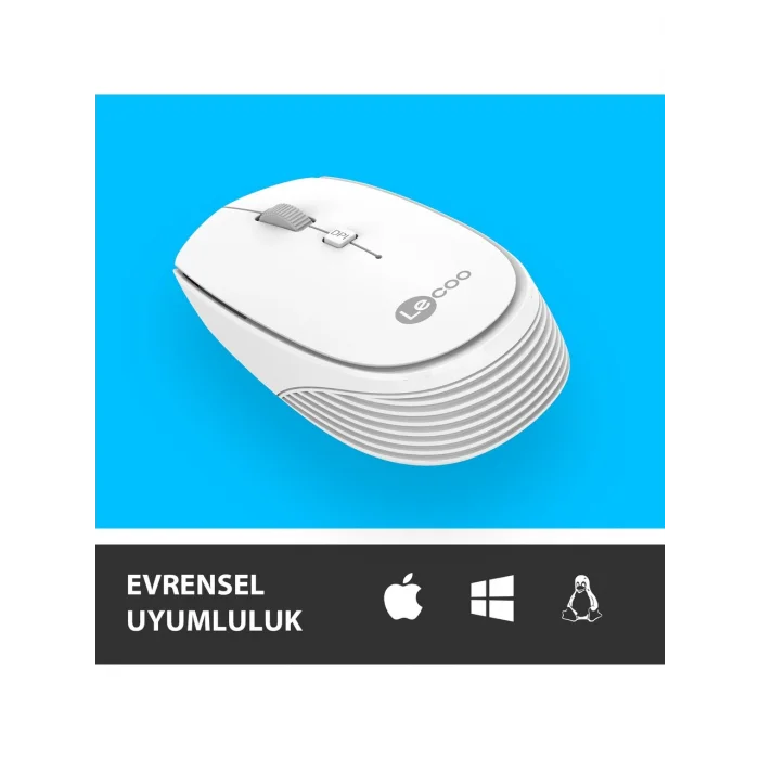 Lenovo Lecoo WS202 Ergonomik Optik Kablosuz Mouse Beyaz