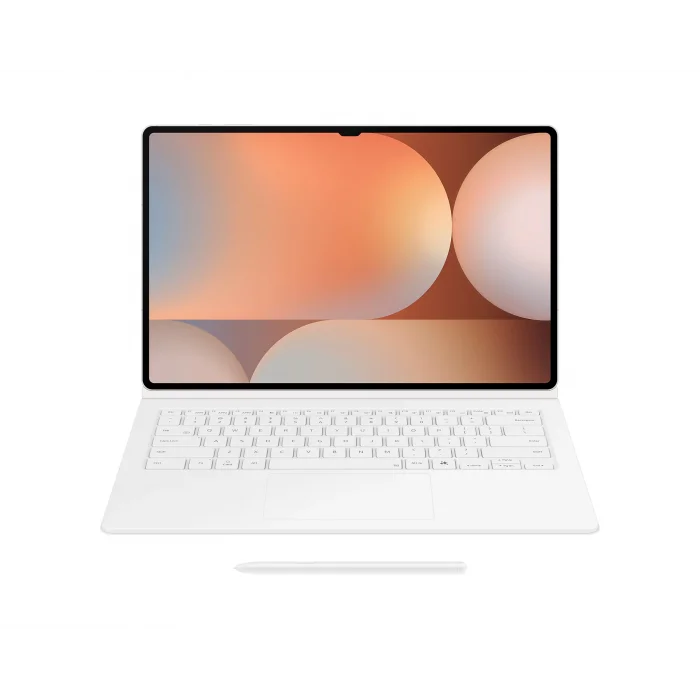 Samsung Galaxy Tab S10+ Klavyeli Mousepadli Kılıf Beyaz