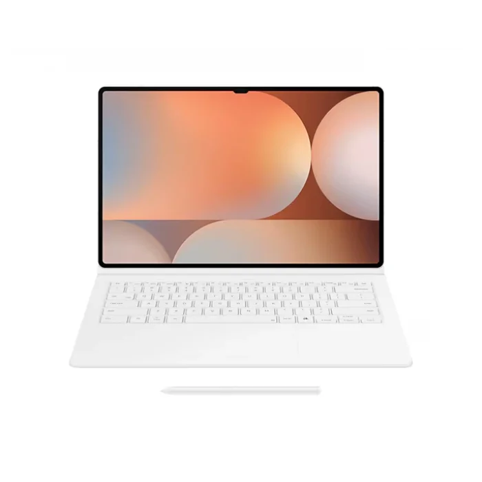 Samsung Galaxy Tab S10 / S9 Ultra Klavyeli Mousepadli Kılıf Beyaz