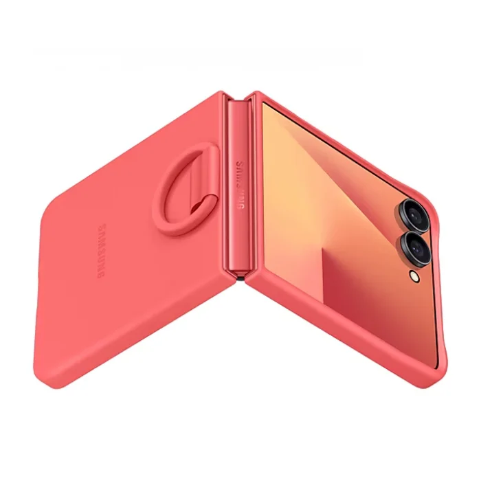 Samsung Galaxy Z Flip7 Yüzüklü Silikon Kılıf Kırmızı