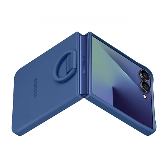 Samsung Galaxy Z Flip7 Yüzüklü Silikon Kılıf Lacivert