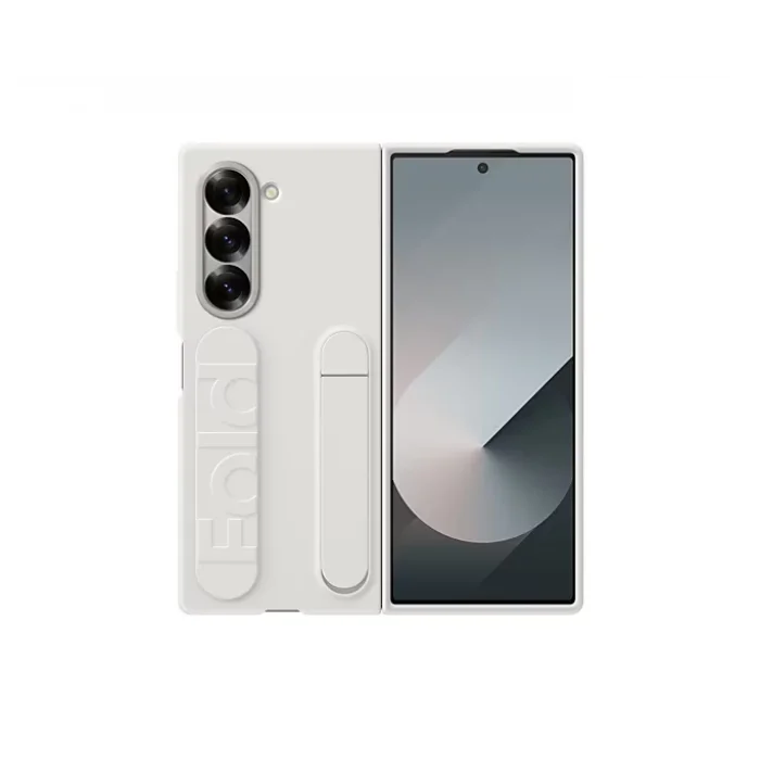 Samsung Galaxy Z Fold 6 Standlı Silikon Kılıf Beyaz
