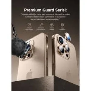 Crocus Aluminum Fit iPhone 16 Pro / 16 Pro Max Kamera Lens Koruyucu Titanyum Gri