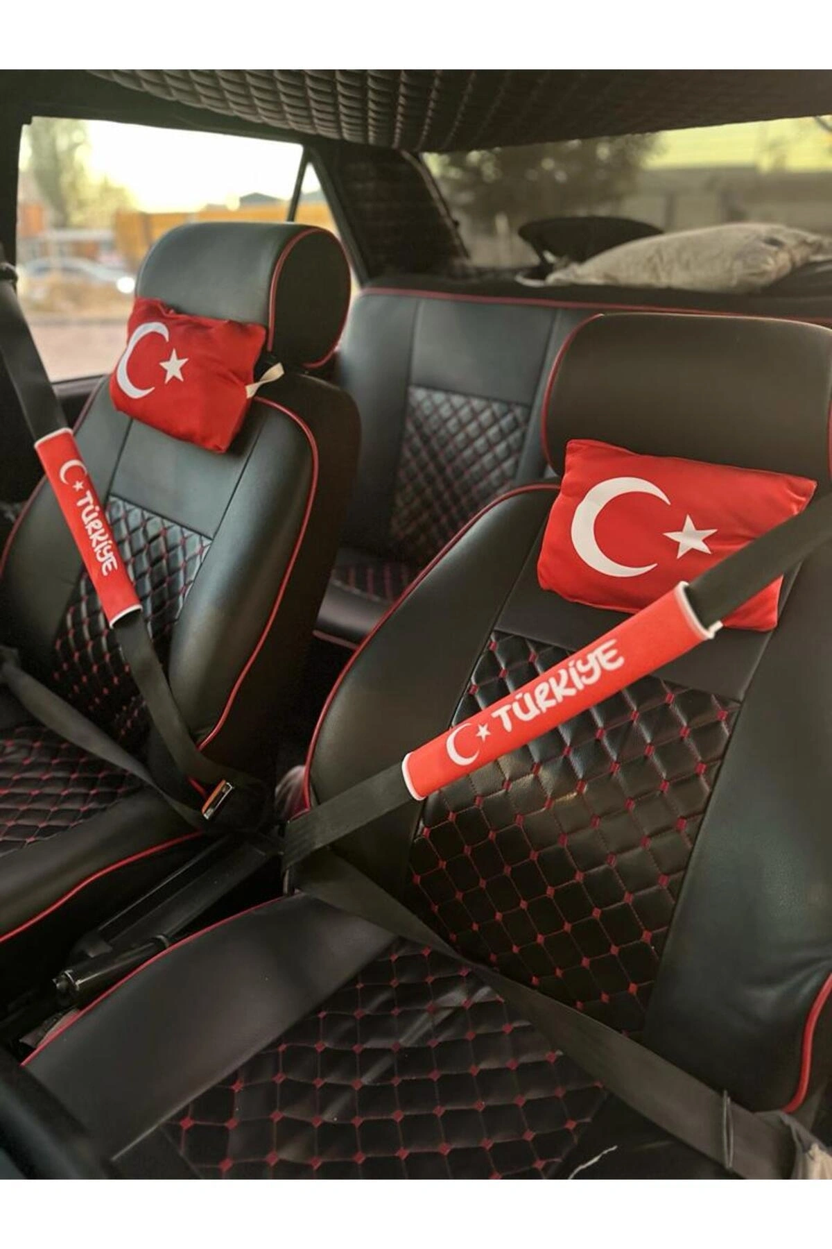 Boyun Yastık Emniyet Kemer Pedi Türkiye Kırmızı