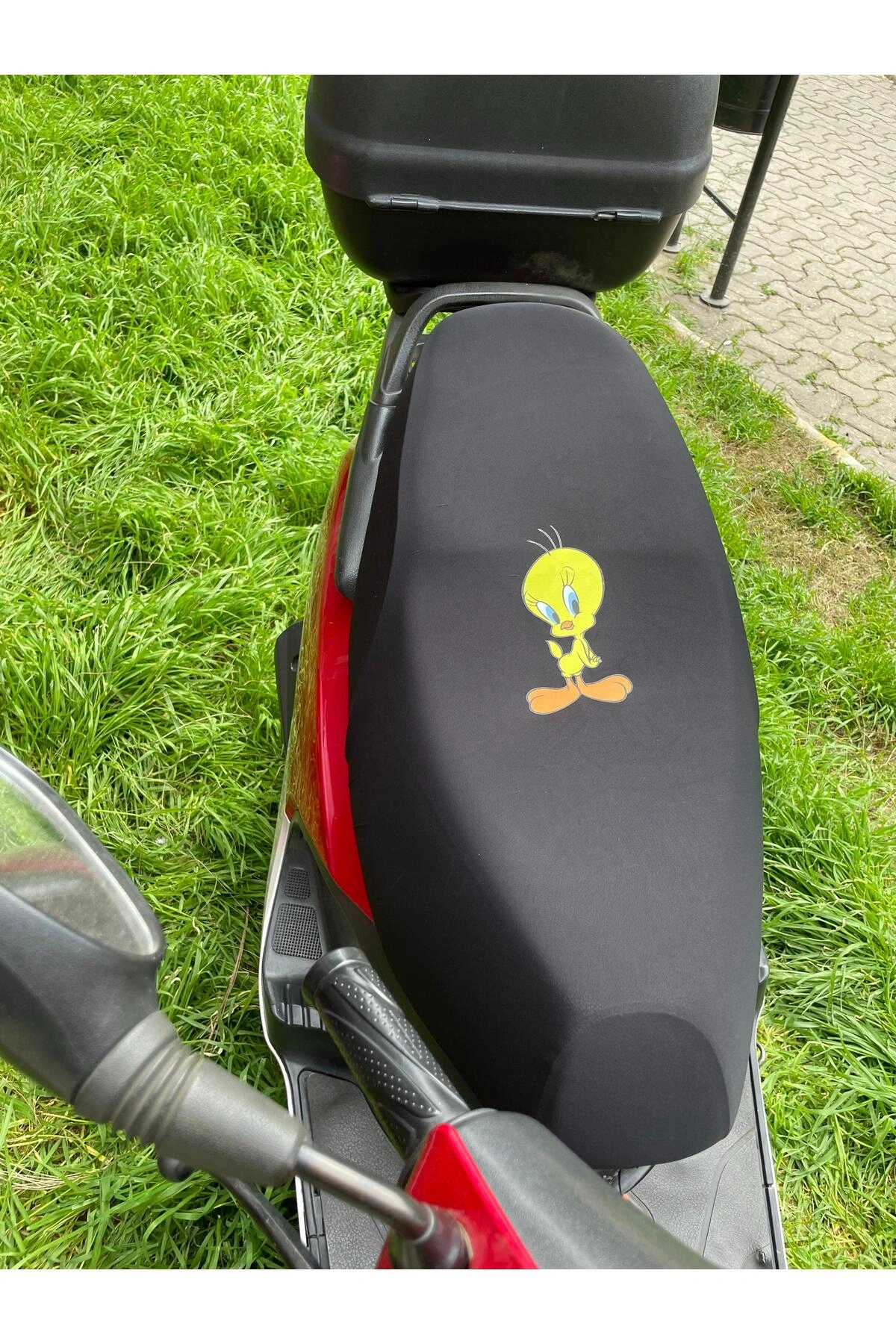 TWEETY DESENLİ SİYAH motorsikler koltuk sele kılıfı