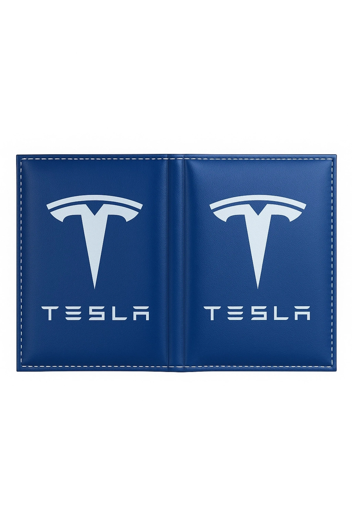Tesla Logolu Deri Ruhsat Kabı – Şık Araç Evrak Kabı & Kimlik Kartlık