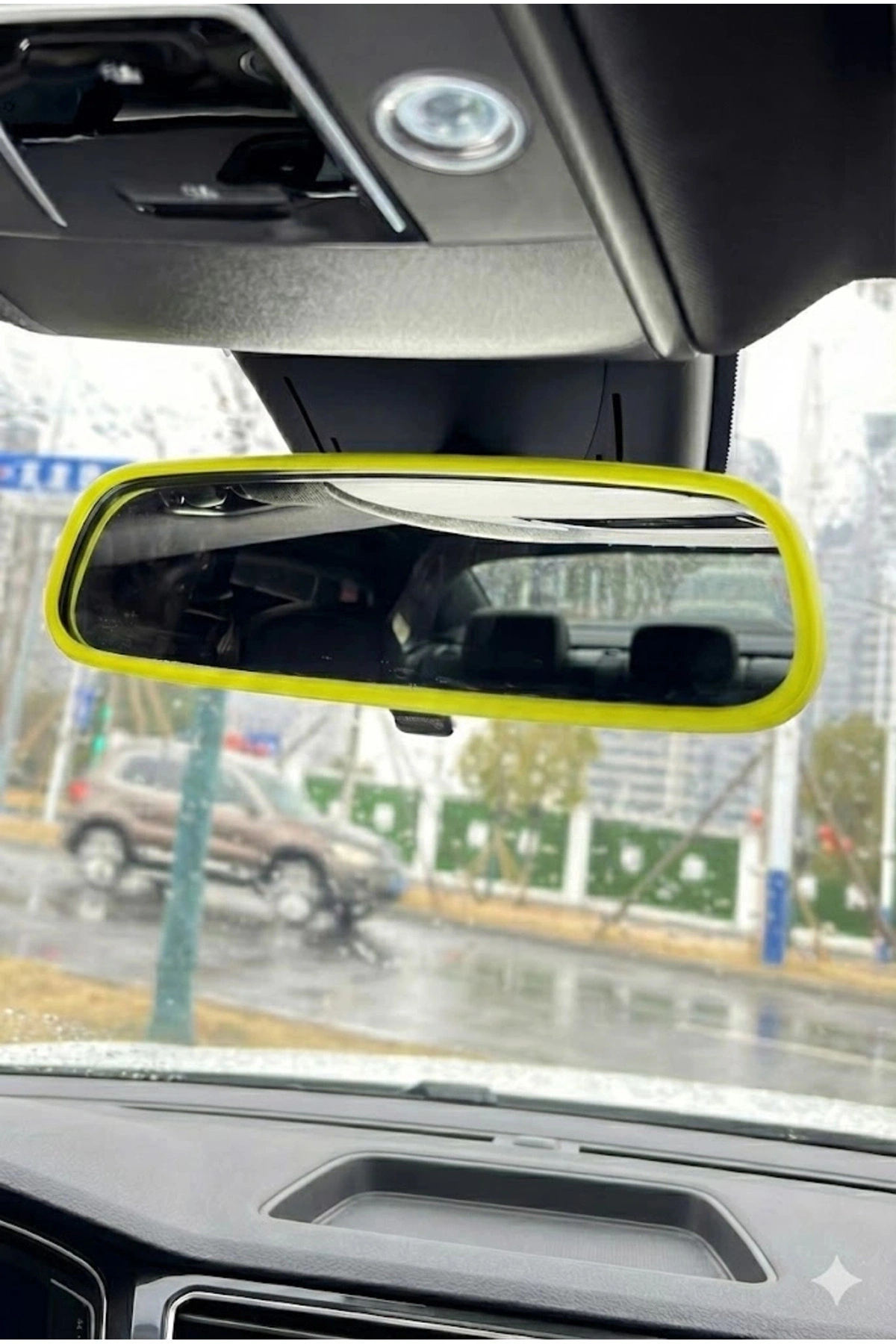 TKY Fosforlu Sarı Renkli Dikiz Aynası Koruyucu Çerçeve Dekoratif Silikon Ayna Kılıfı