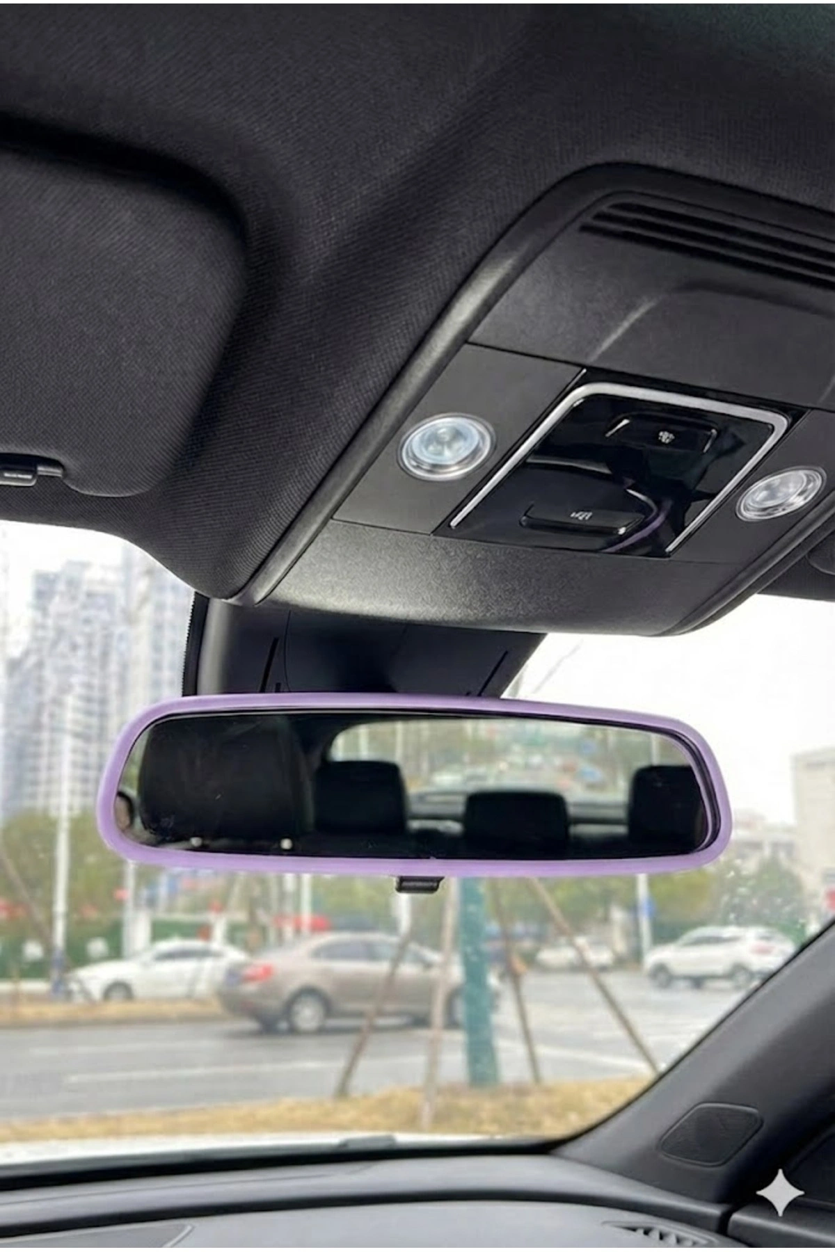 TKY Mor Dikiz Aynası Koruyucu Çerçeve - Araç İçi Dekoratif Silikon Ayna Kılıfı