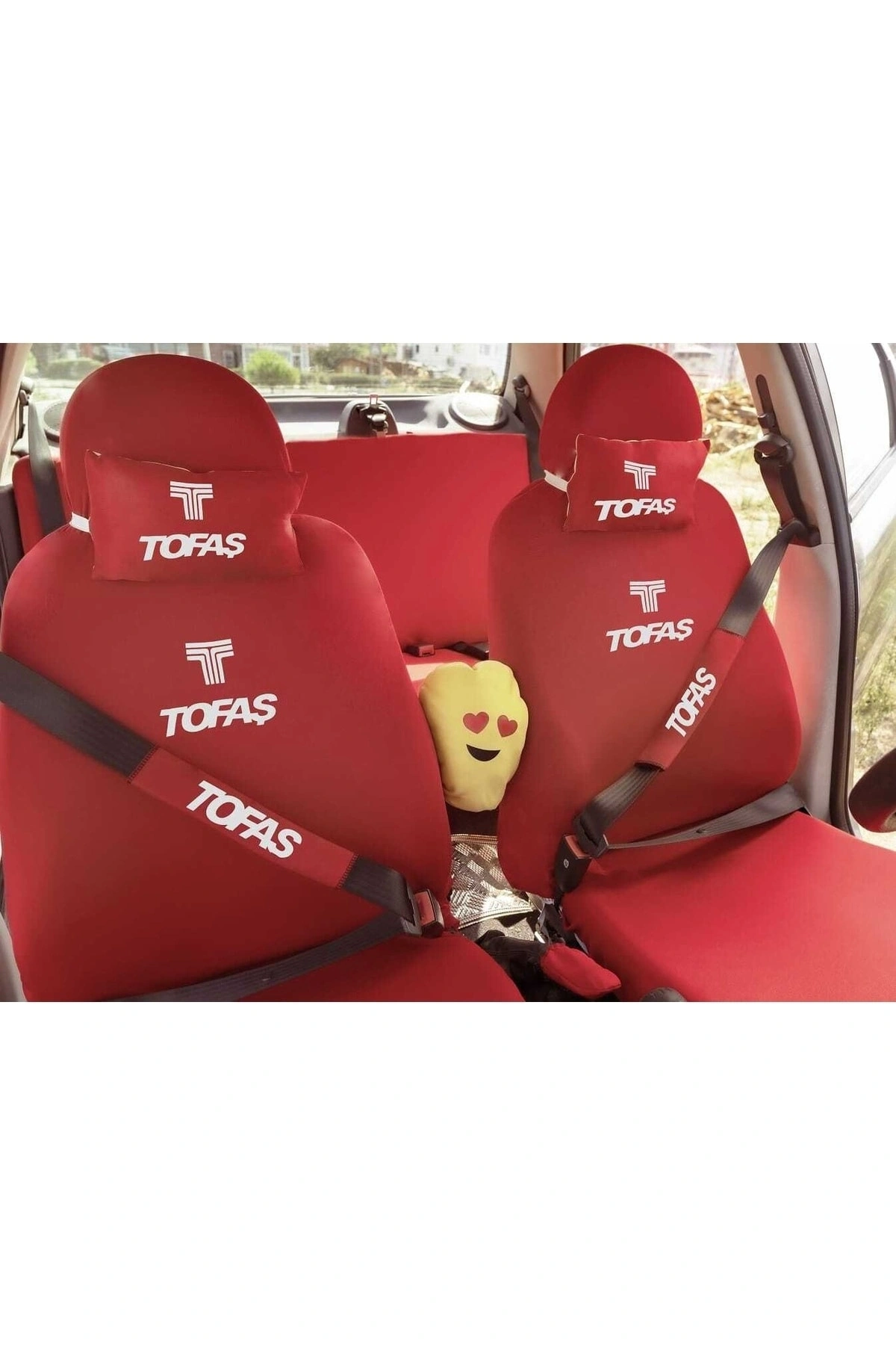 Tofaş 12 Uyumlu Parça Oto Koltuk Kılıf Seti(ön Arka Set+2 Boyunyastık+2 Kemer Kılıf+Yastık+2 Araç