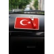 Türk Bayrağı Desenli Araç İçi Torpido Üstü Kaydırmaz Ped ve Anahtarlık Seti