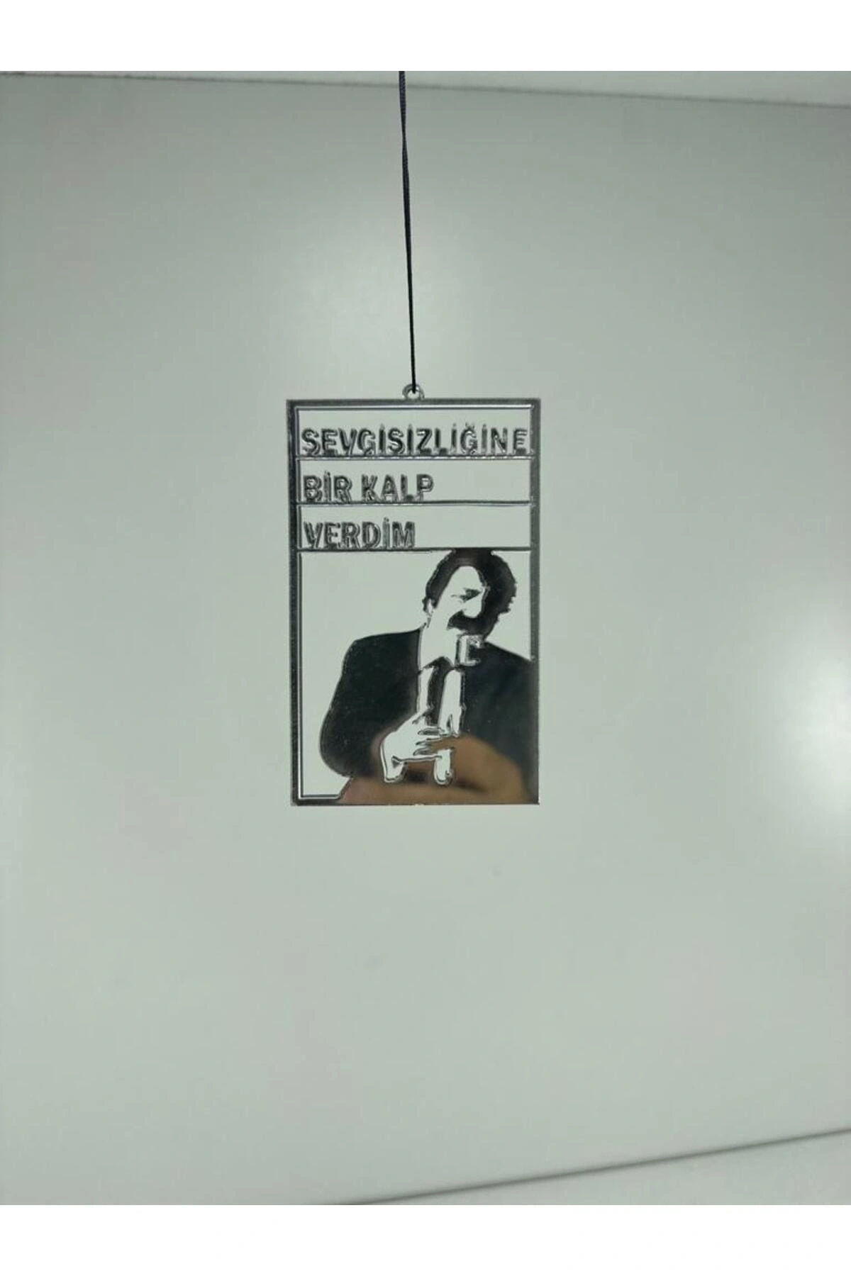 Müslüm Dikiz Ayna Süsü ’Sevgisizliğine Bir Kalp Verdim’ Krom Pleksi