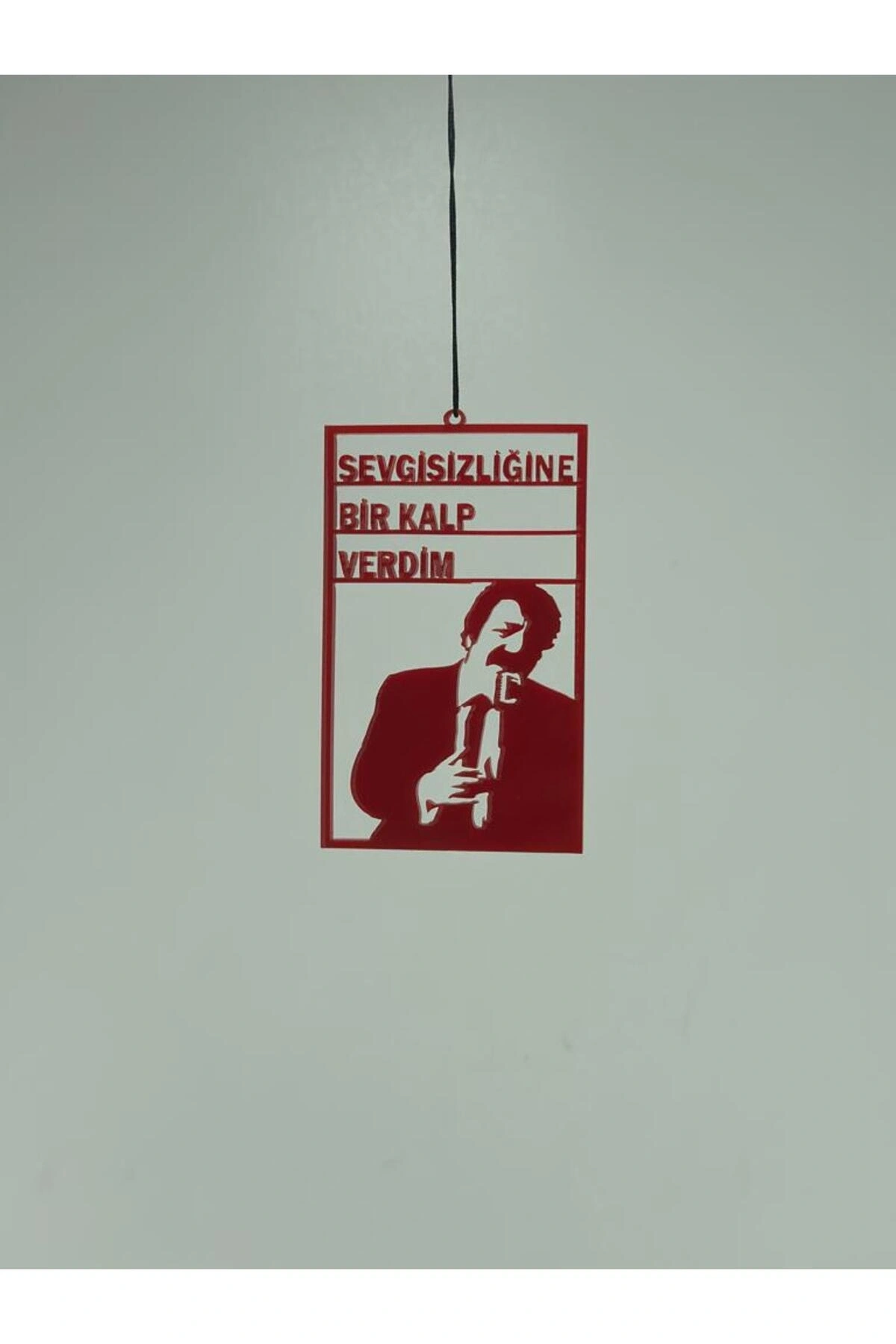 Müslüm Dikiz Ayna Süsü ’Sevgisizliğine Bir Kalp Verdim’ Kırmızı Pleksi