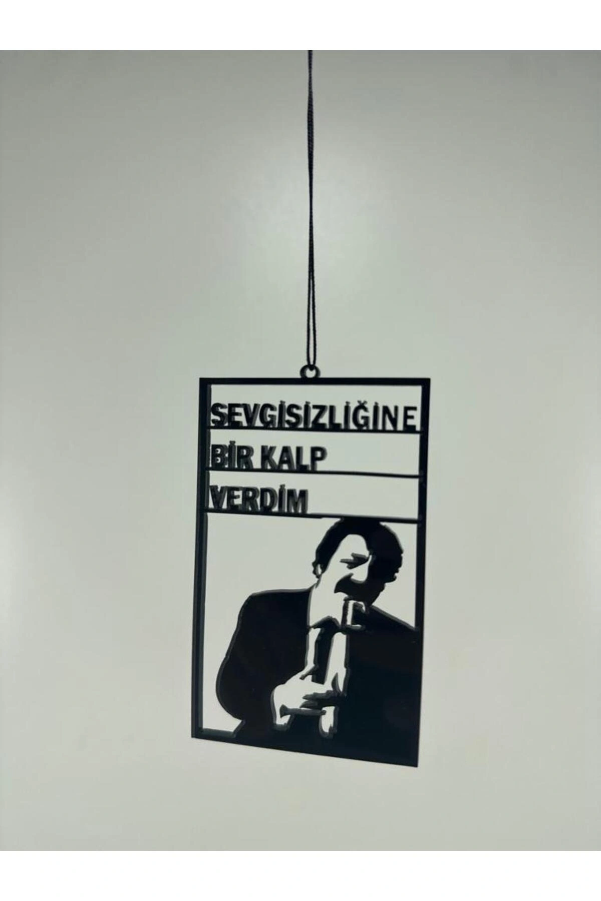 Müslüm Dikiz Ayna Süsü ’Sevgisizliğine Bir Kalp Verdim’ Siyah Pleksi