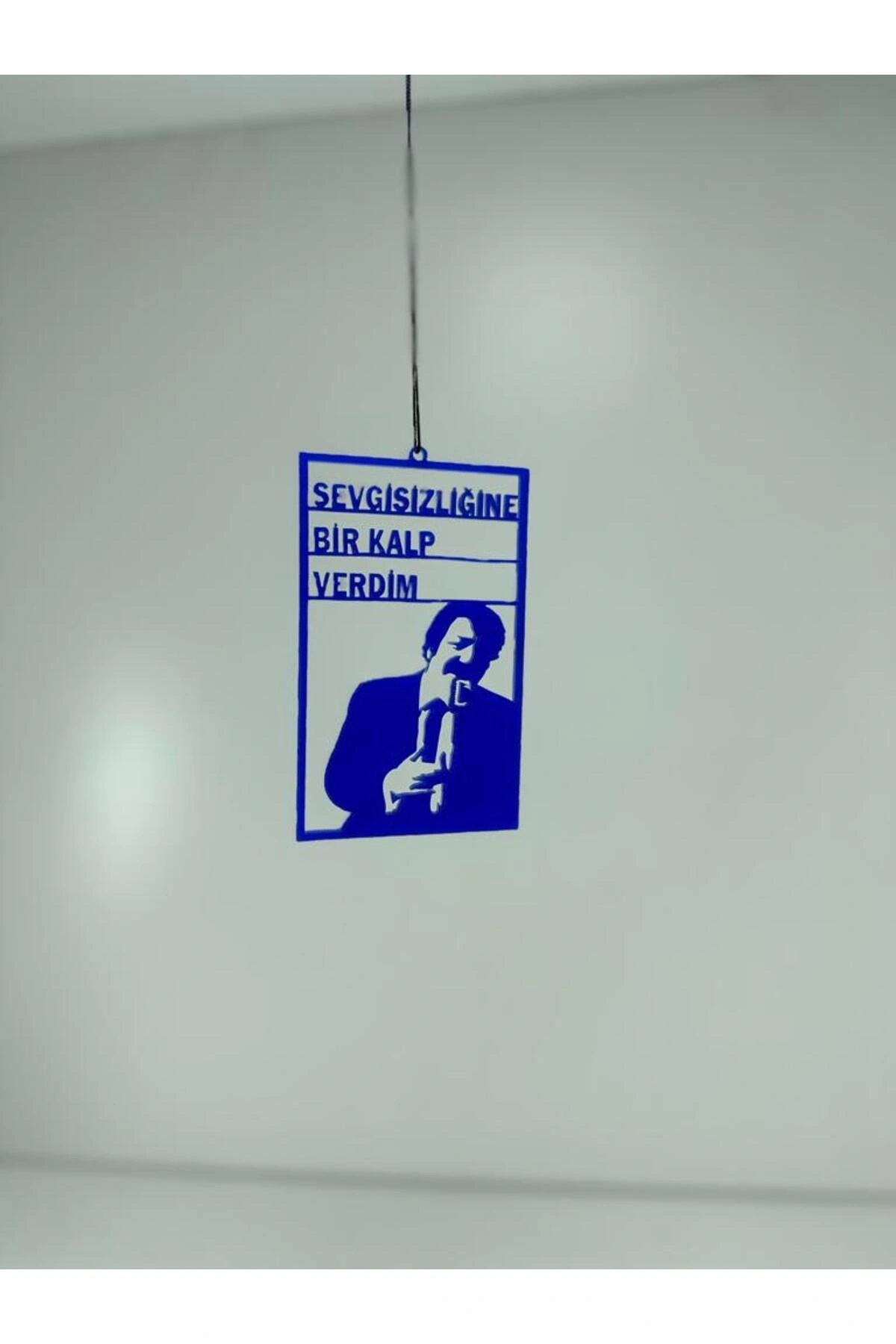 Müslüm Dikiz Ayna Süsü ’Sevgisizliğine Bir Kalp Verdim’ Mavi Pleksi