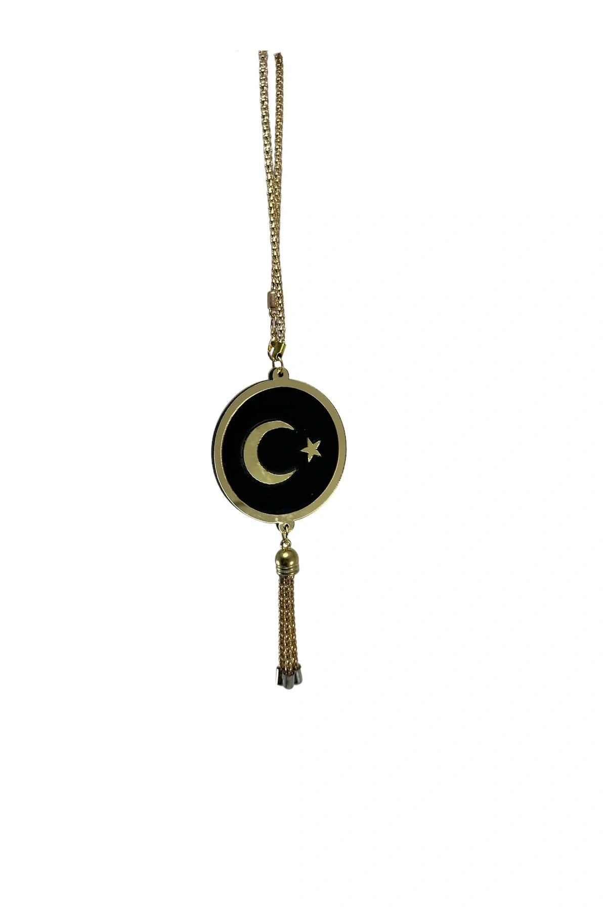 Türkiye Dikiz Ayna Süsü Lüks Parlak Gold Renkli Ay Yıldız Tr (ÇİFT YÖNLÜ)
