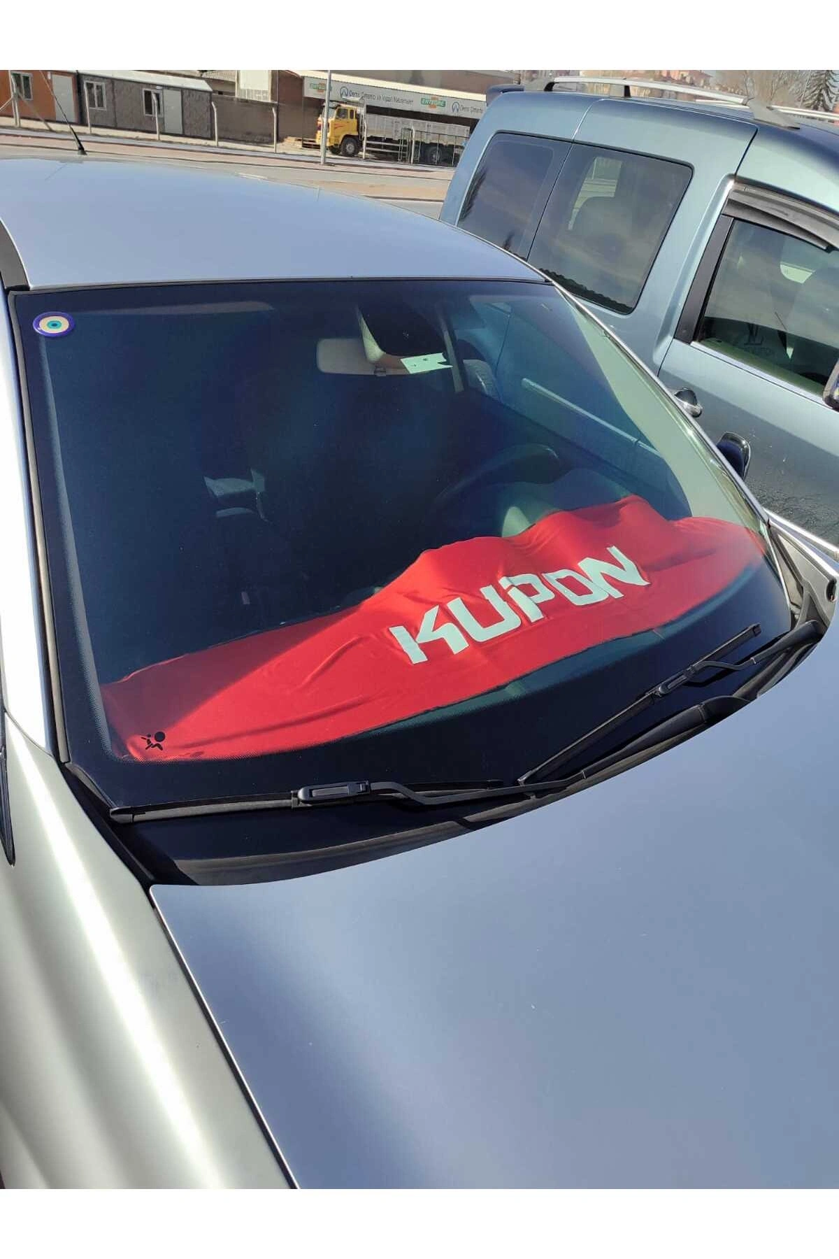Kupon Baskılı Oto Göğüs Örtüsü Kırmızı