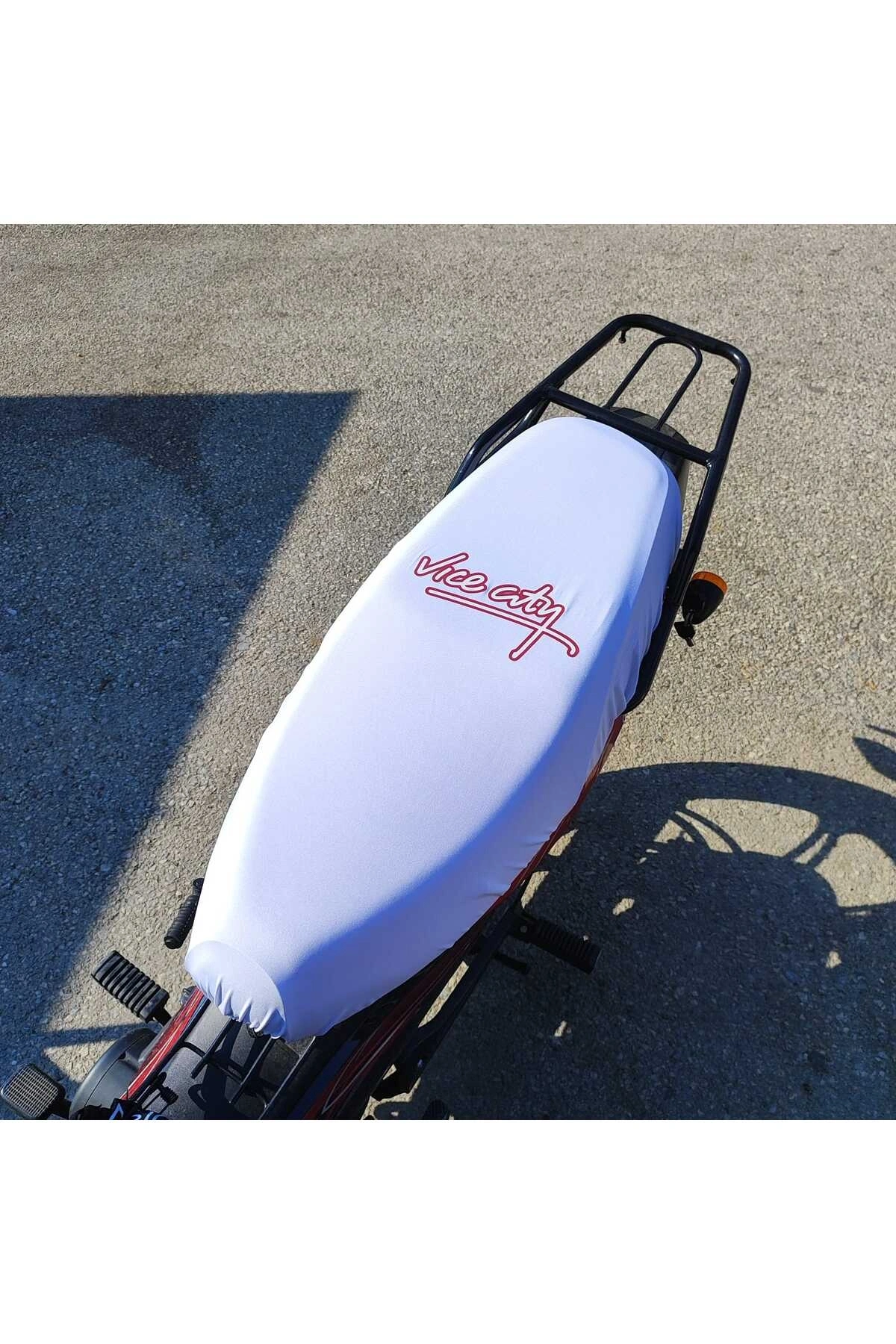 VICE CITY BEYAZ DESENLİ PENYE MOTOSİKLET KILIFI -MOTOR