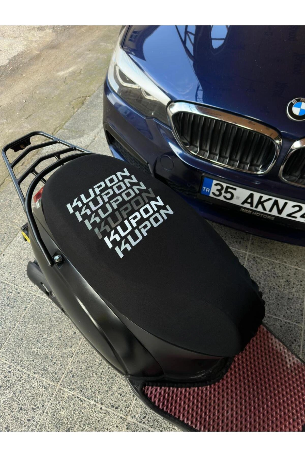KUPON SİYAH SİYAH DESENLİ PENYE MOTOSİKLET KILIFI -MOTOR