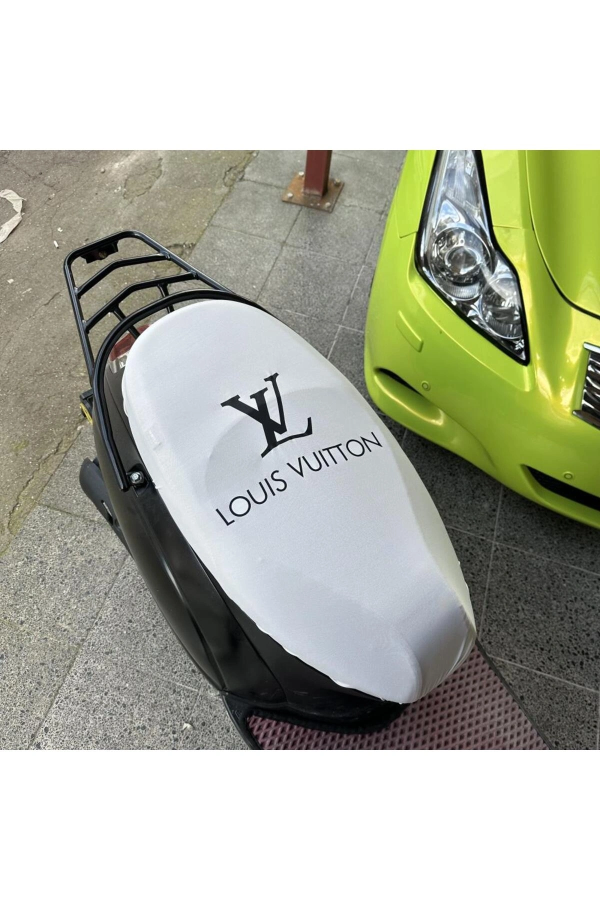 LUİS BEYAZ DESENLİ PENYE MOTOSİKLET KILIFI -MOTOR