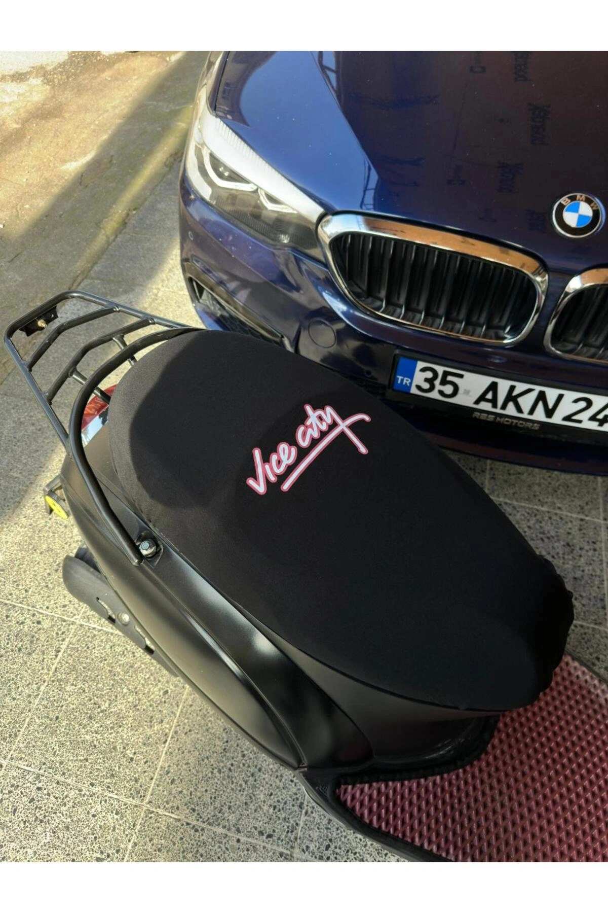 VICE CITY SİYAH DESENLİ PENYE MOTOSİKLET KILIFI -MOTOR
