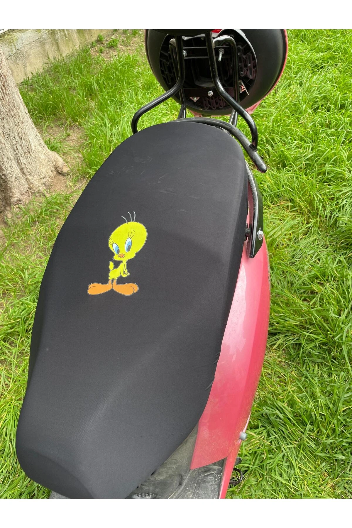 TWEETY DESENLİ SİYAH motorsikler koltuk sele kılıfı