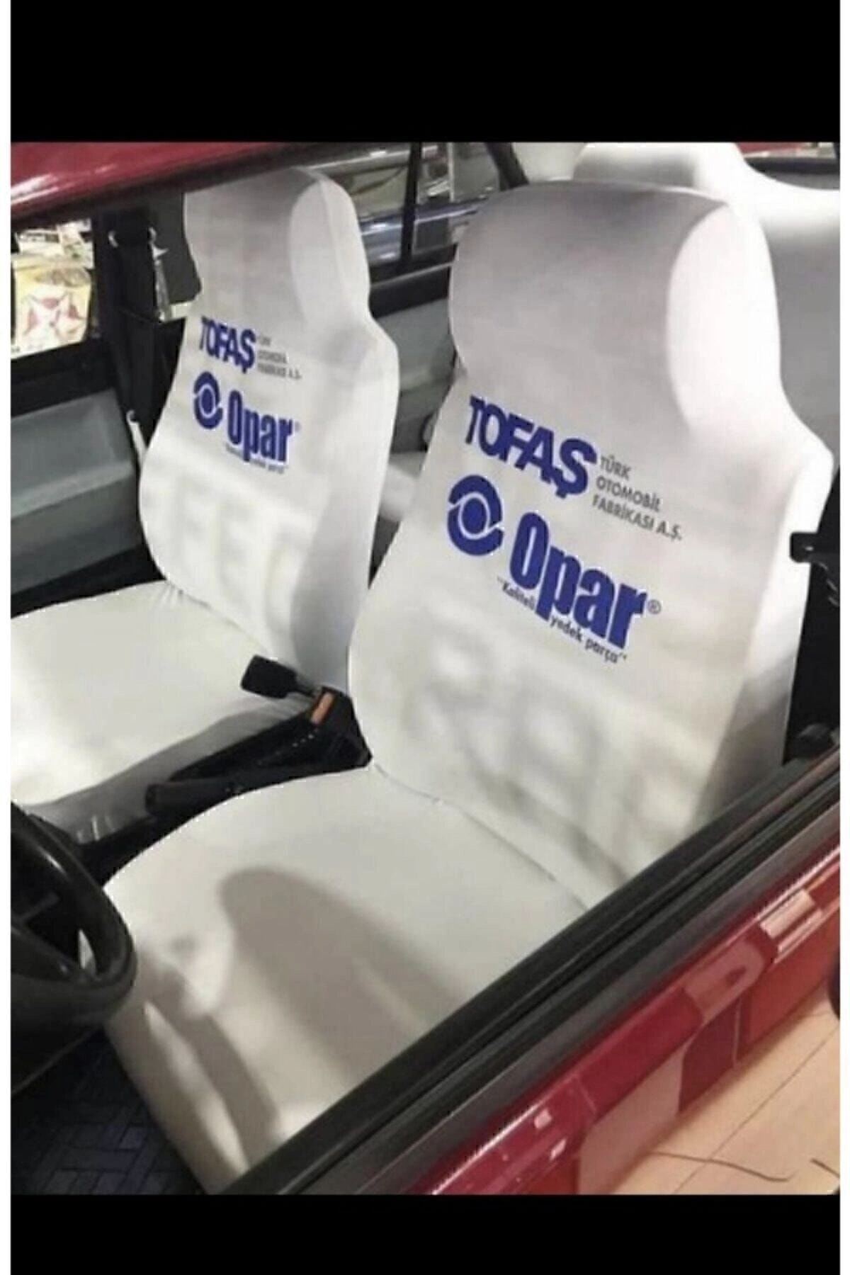 Opar Yazılı Beyaz Otomobil Servis Kılıfı Esnek Penye Tüm Araç Modellerine Uygun