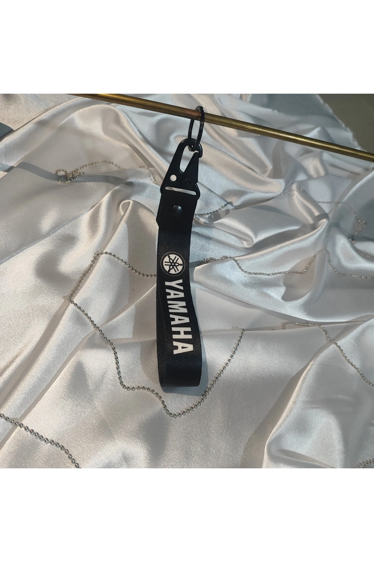 YAMAHA Uyumlu SİYAH BEZ MOTOR ANAHTARLIK KALİTELİ MOTO AKSESUAR 19CM ÇİFT  BASKI
