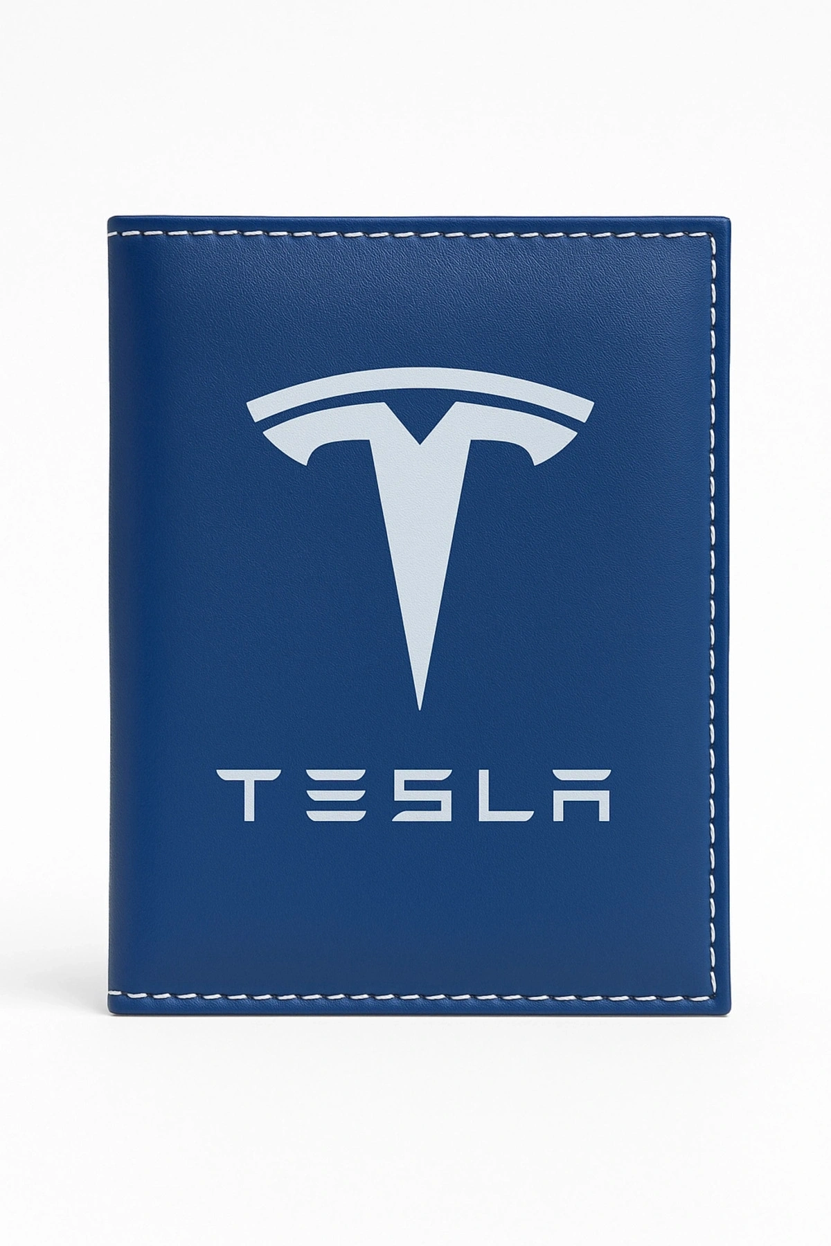 Tesla Logolu Deri Ruhsat Kabı – Şık Araç Evrak Kabı & Kimlik Kartlık