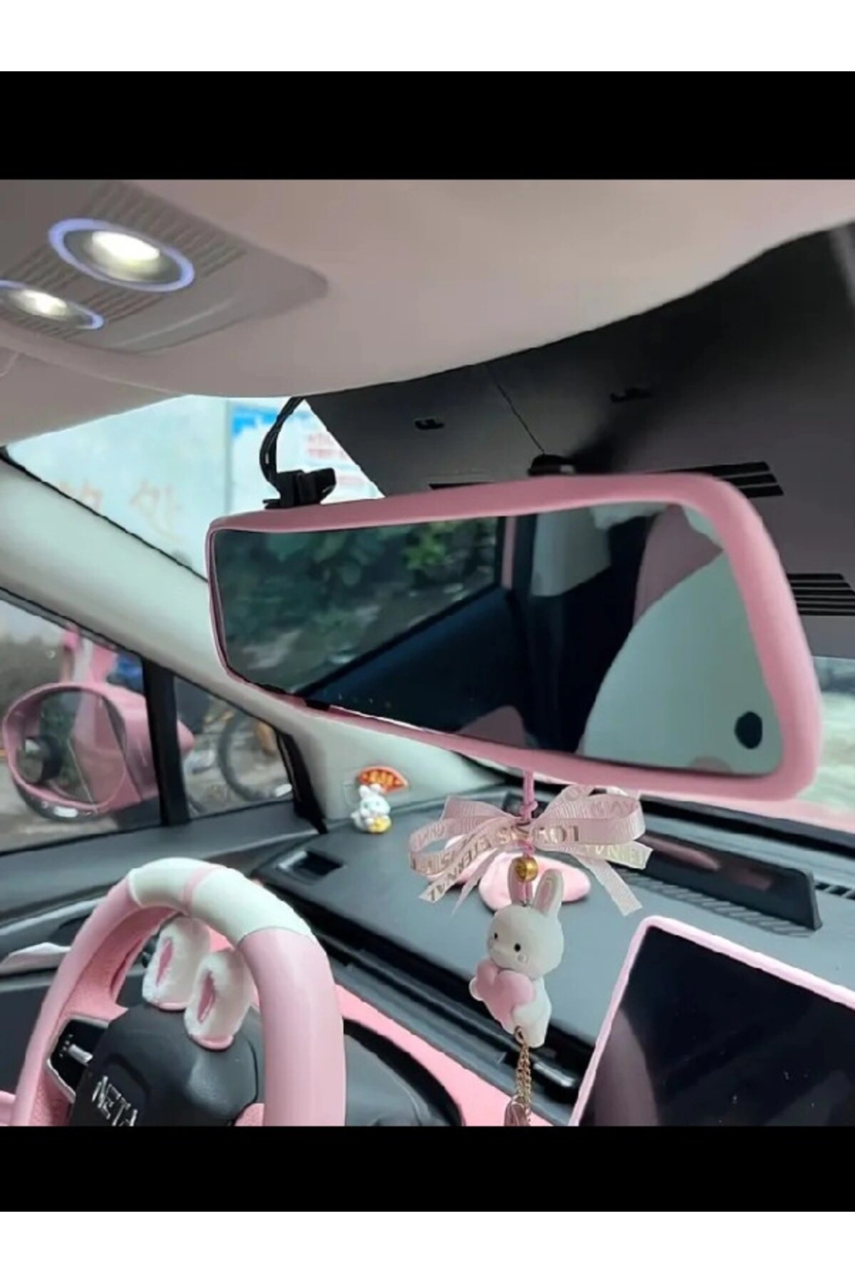 Pembe silikon dikiz ayna kılıfı