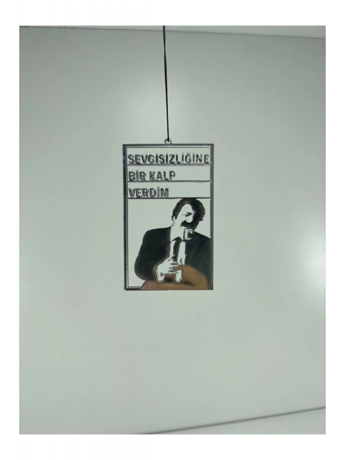 Müslüm Dikiz Ayna Süsü ’Sevgisizliğine Bir Kalp Verdim’ Krom Pleksi