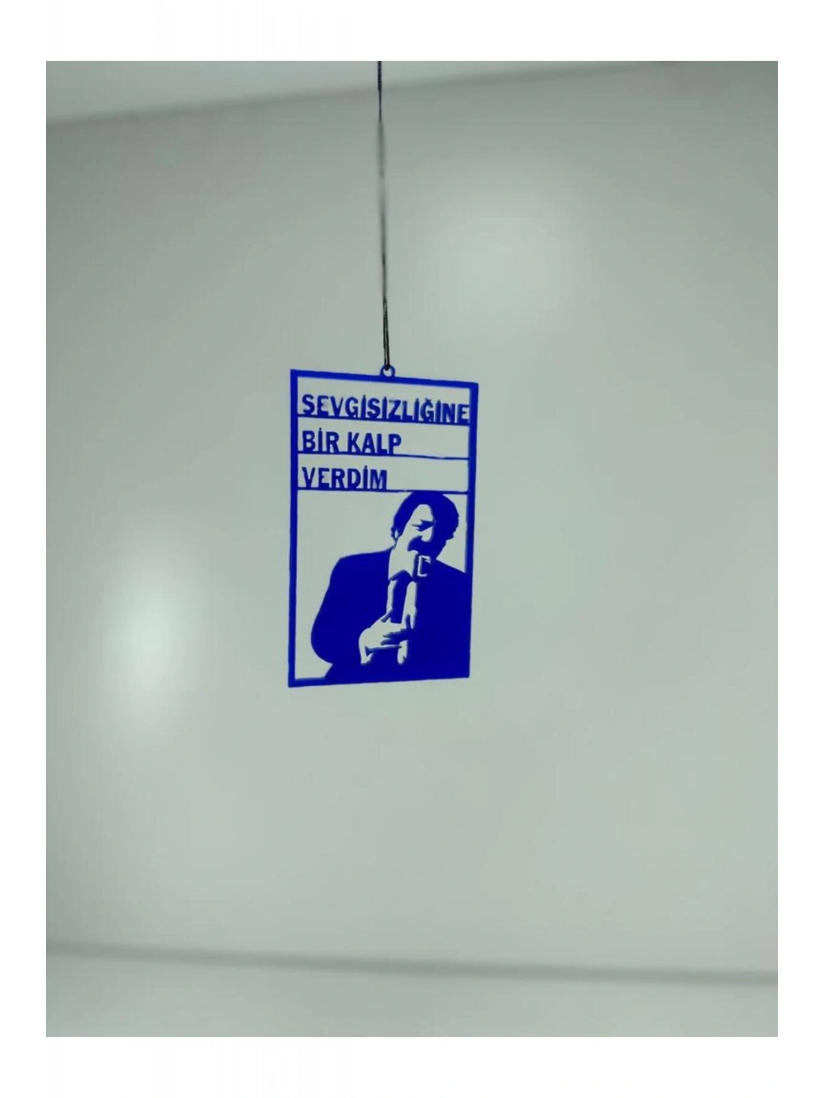 Müslüm Dikiz Ayna Süsü ’Sevgisizliğine Bir Kalp Verdim’ Mavi Pleksi