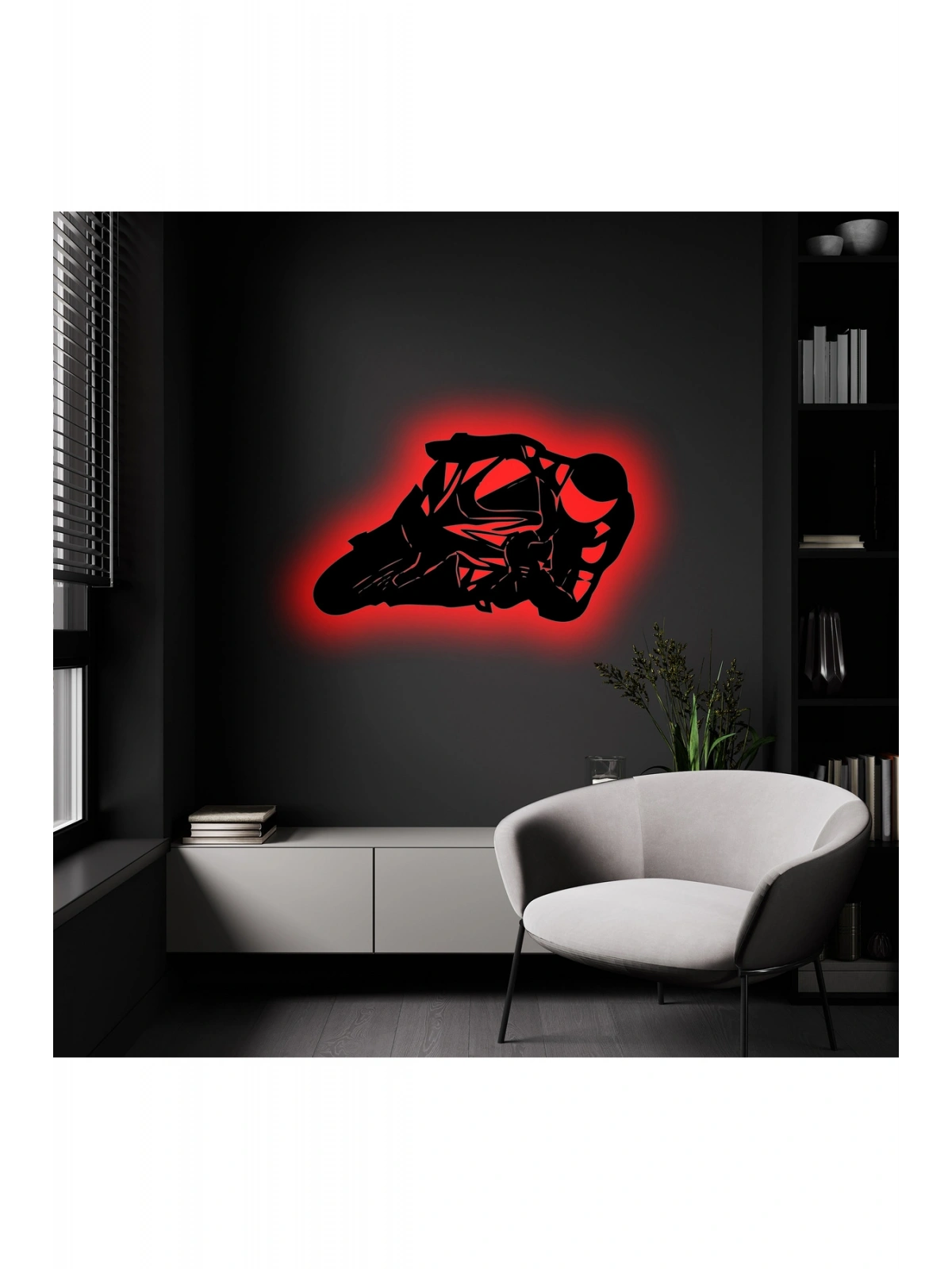 Duvar Dekoru Led Işıklı Motor Sport Ful RGB Ful Aydınlatmalı