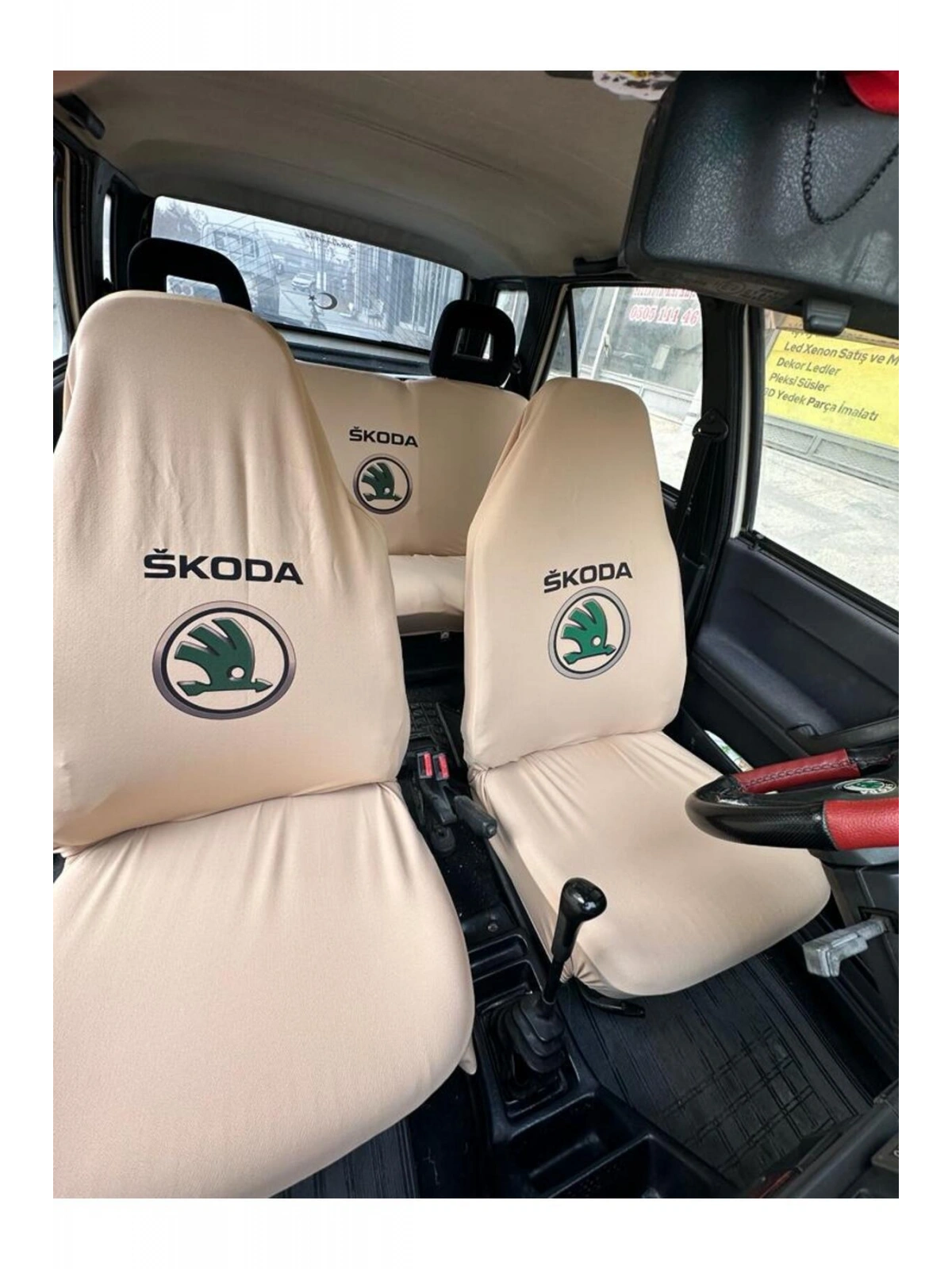 Skoda Oto Servis Kılıfı Krem