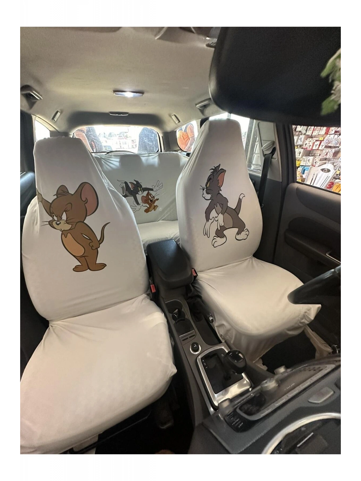 Tom ve Jerry Oto Servis Kılıfı Beyaz