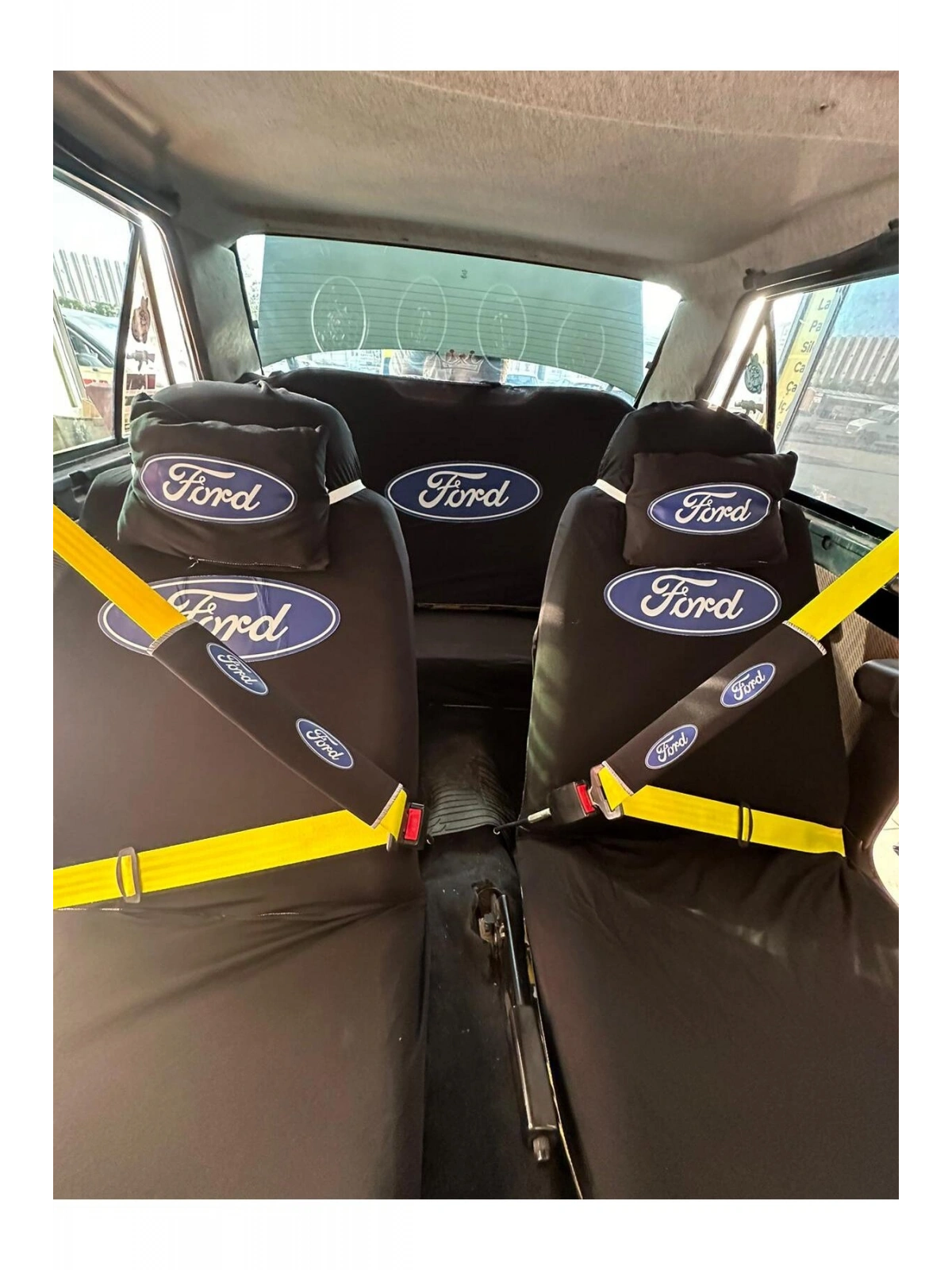 Ford Baskılı Oto Servis Kılıfı, Kemer Pedi, Yastık Takımı Ford Siyah